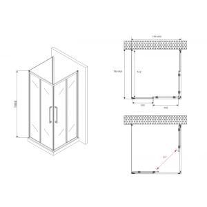Душевой уголок Abber Schwarzer Diamant 80х80 AG02080BH-S80B